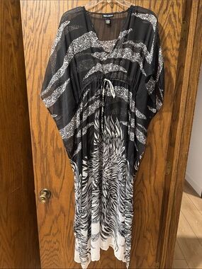 Club Z Collection Sheer Black Printed Tunic